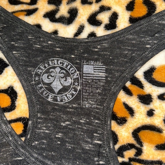 Affliction Rhinestone Gothic Grey Tank Top - Picture 3 of 3